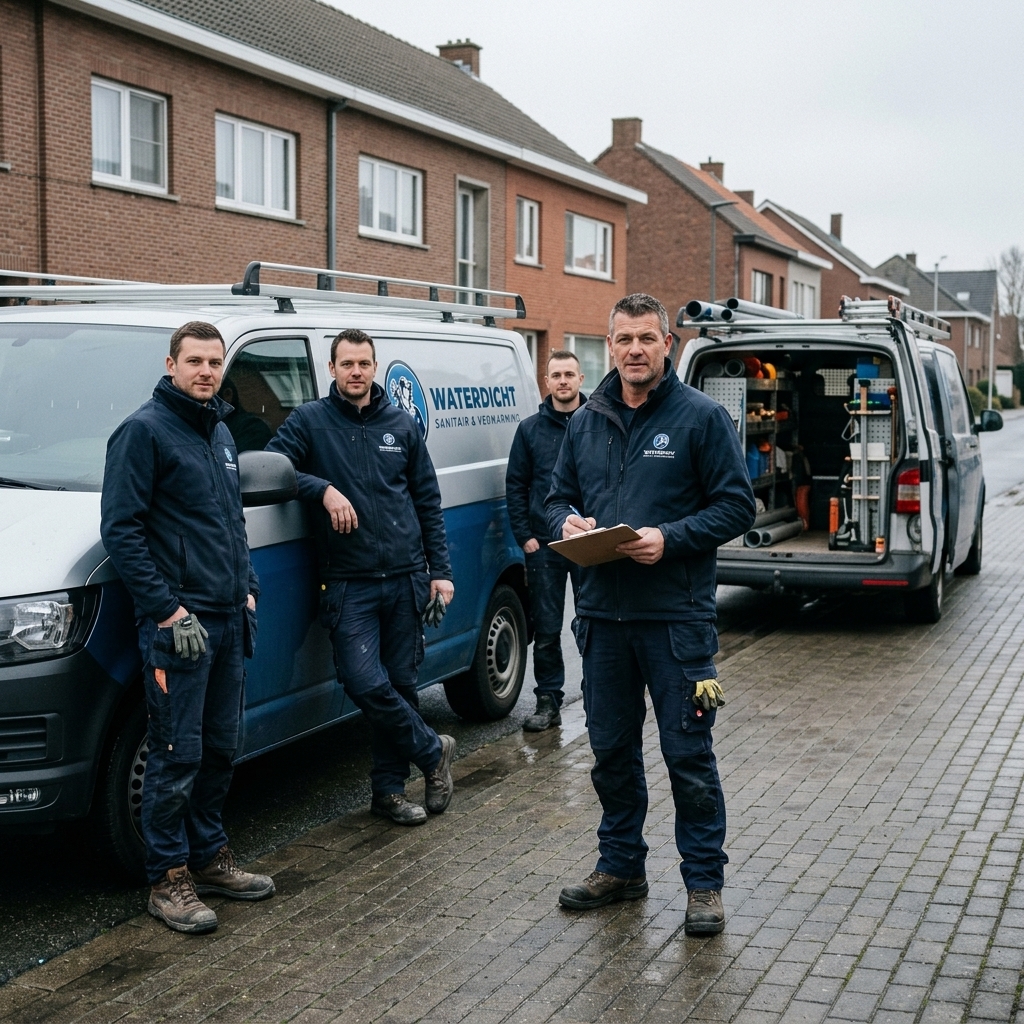 Het Waterdicht team met bestelwagens in Limburg